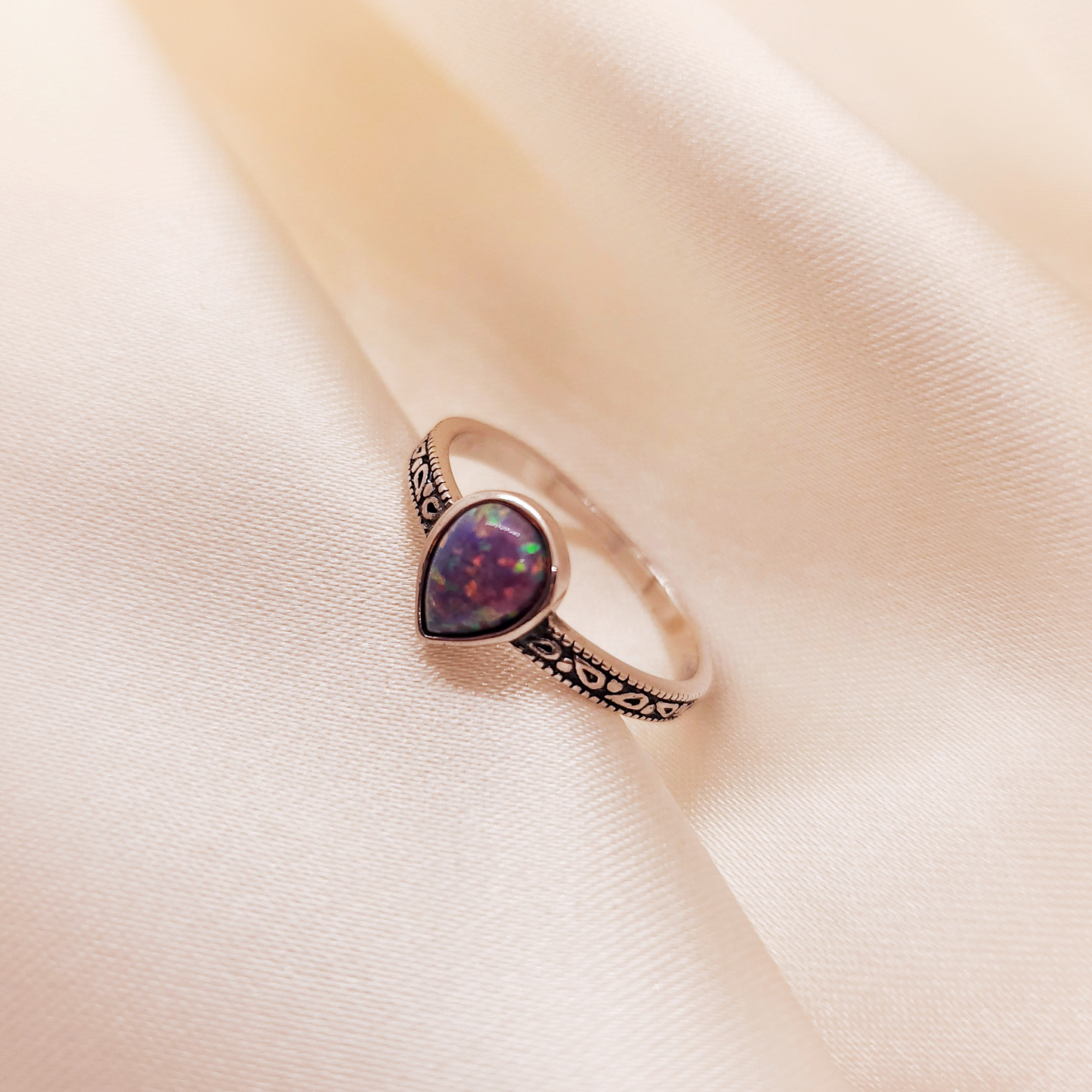 Lavender Opal Silver Ring