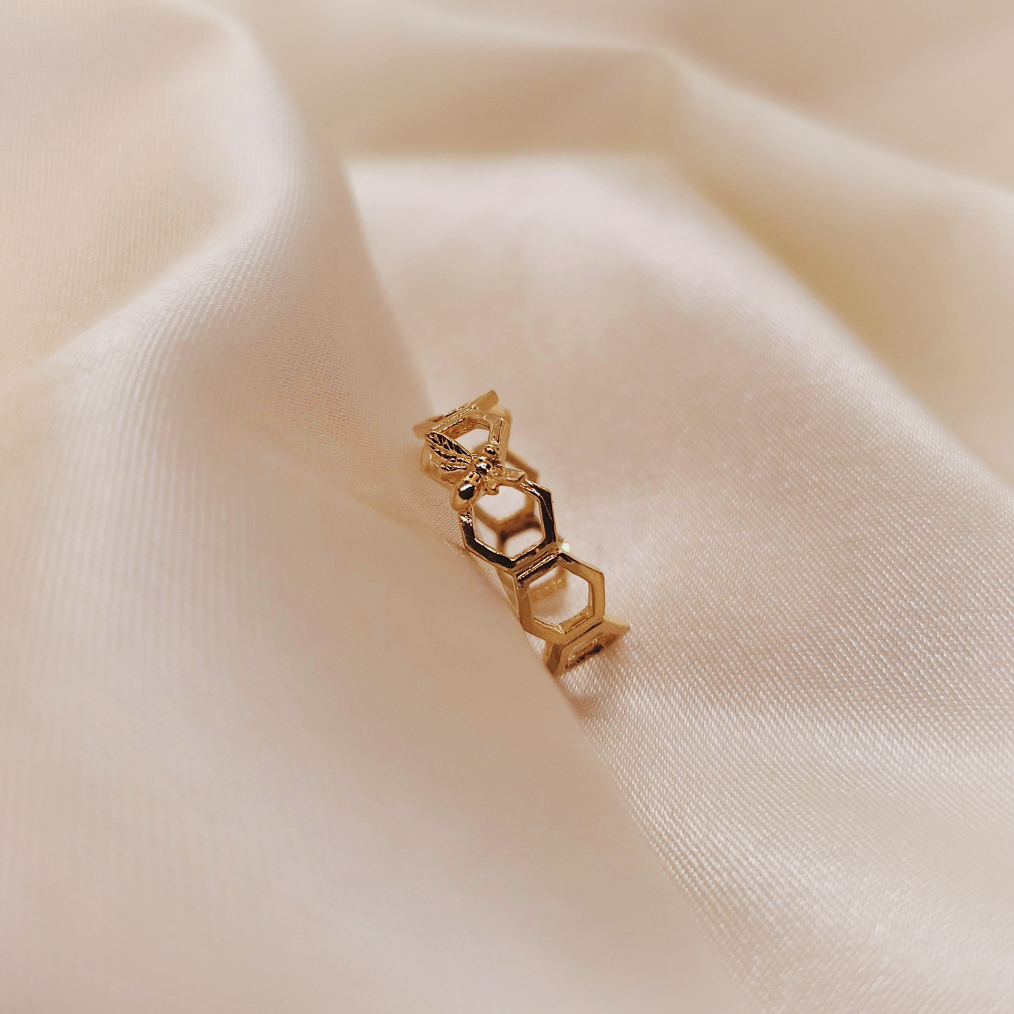 Inel Bee din argint placat cu aur 18K