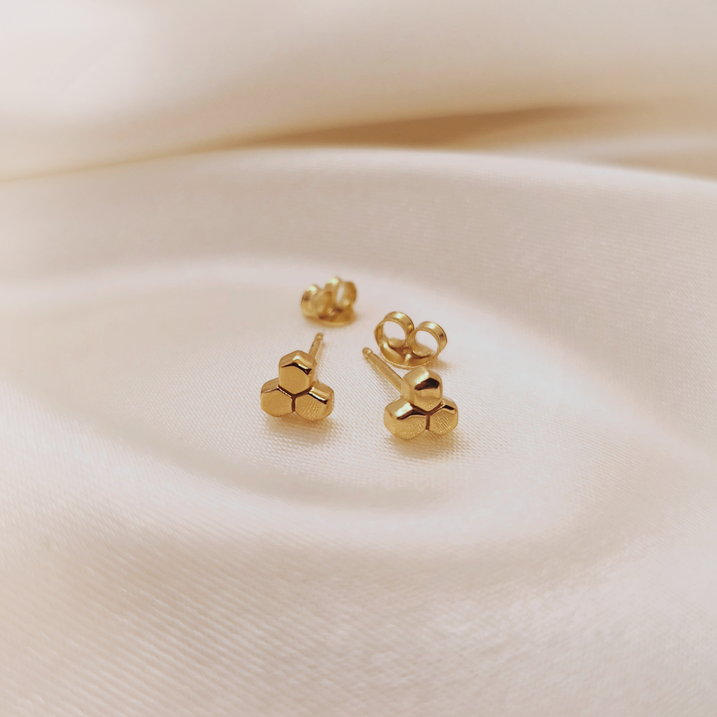 Honeycomb 18K Gold plated silver Earrings
