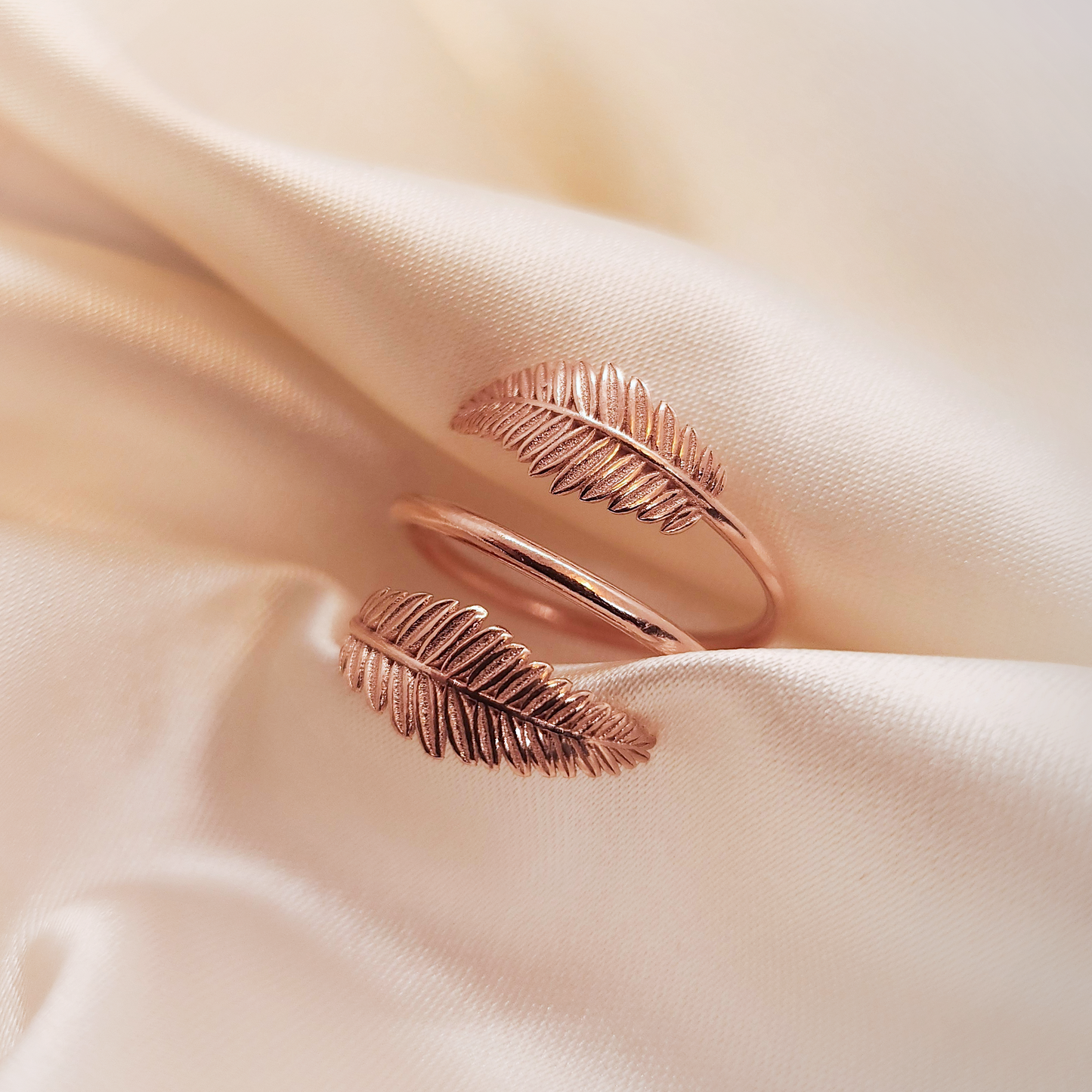 Double Leaf 18K Rose Gold plated silver Ring
