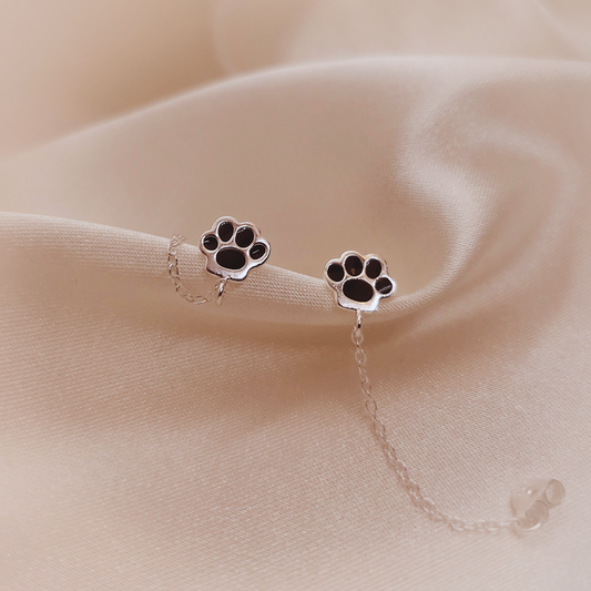 Paws Chain Silver Earrings