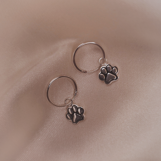 Paws Hoops Silver Earrings