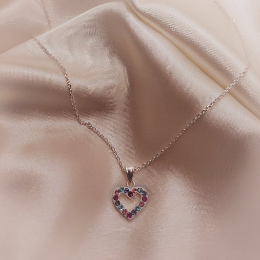 Colorful Heart Silver Necklace