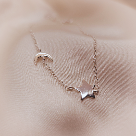 Moon and Star Silver Bracelet