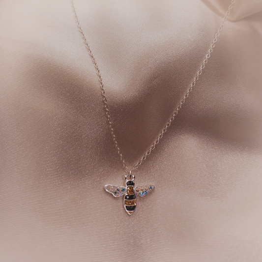 Zirconia Bee Silver Necklace