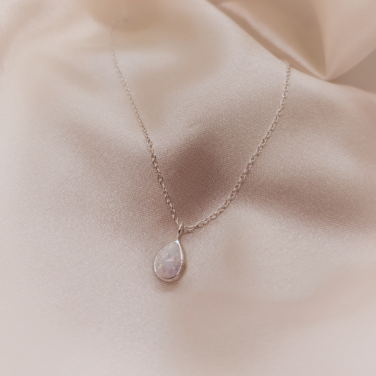 Tear Opal Silver Necklace