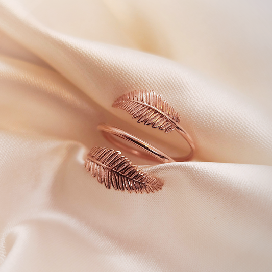 Double Leaf 18K Rose Gold Ring